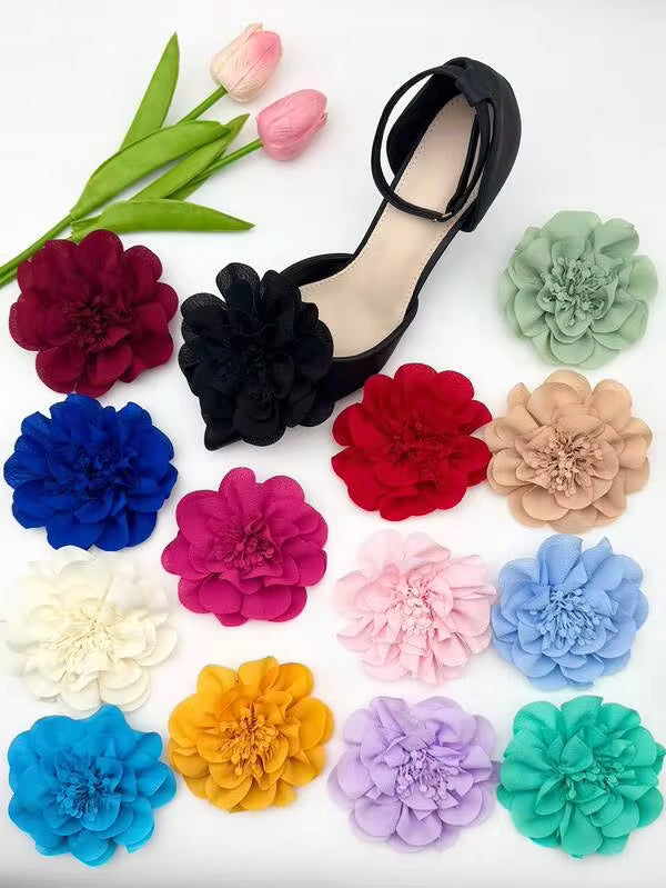 2pcs Elegant Fabric Flower Shoe Clips - Perfect For Weddings, Bridal Parties And High Heels