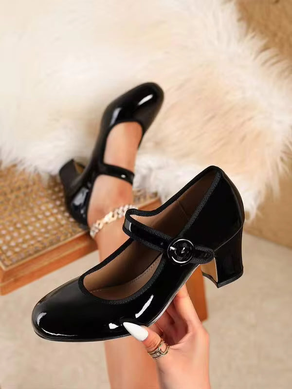 Women Retro Floral Jacquard Mary Jane Heels Cute Bow Decor Round Toe Chunky Block Heel Ankle Strap Buckle Pumps Vintage Casual Party Dress Shoes